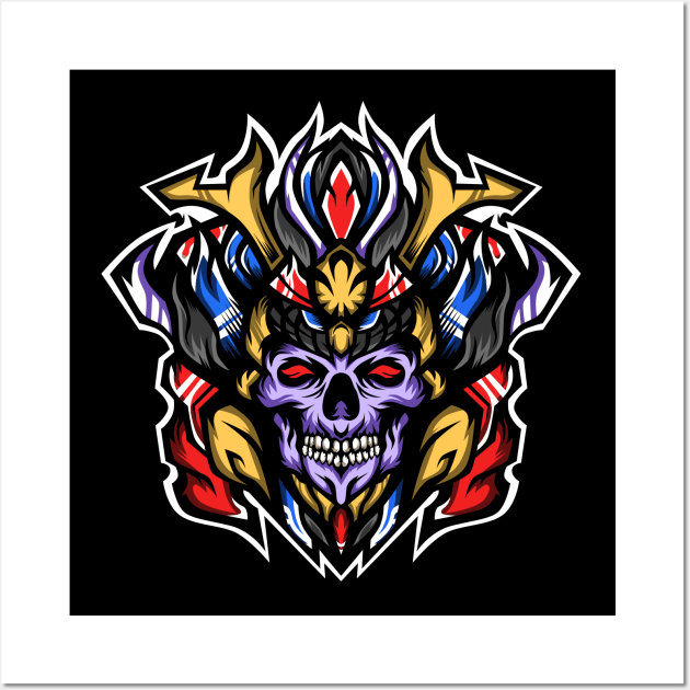 Prince of samurai skulls vector Wall Art by jimmyagustyan